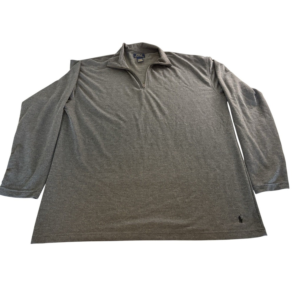 Polo Ralph Lauren L Grey Quarter Zip Pullover Sweatshirt Pony Logo Casual Wear